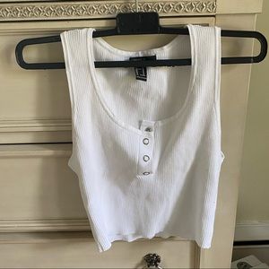 white seamless buttoned tank